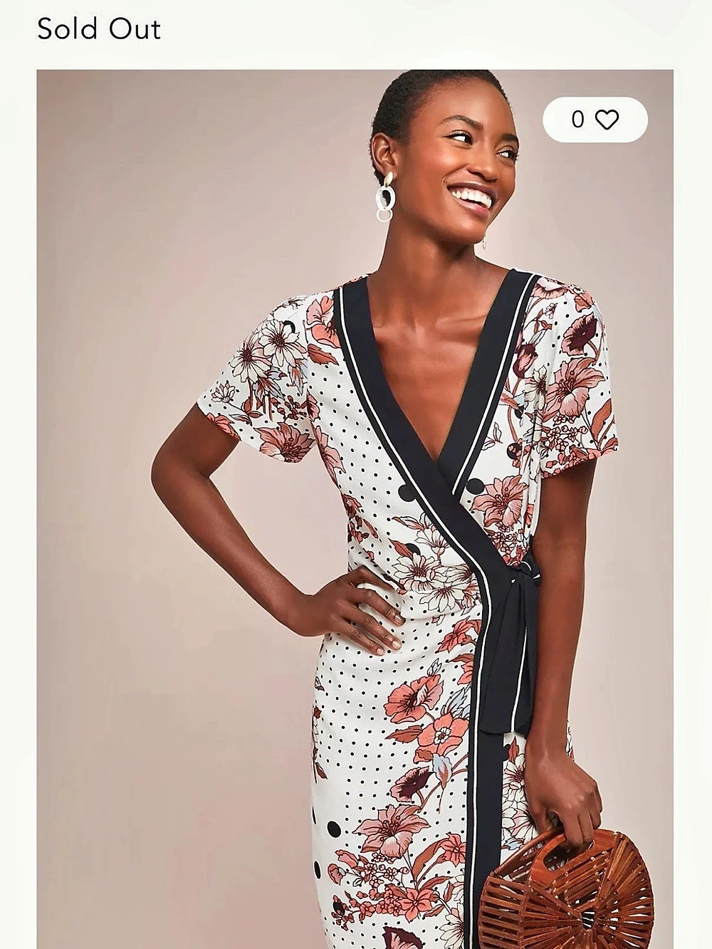 Maeve NWT Breanna Polka Dot Wrap Dress Floral Midi Faux Wrap Size 4